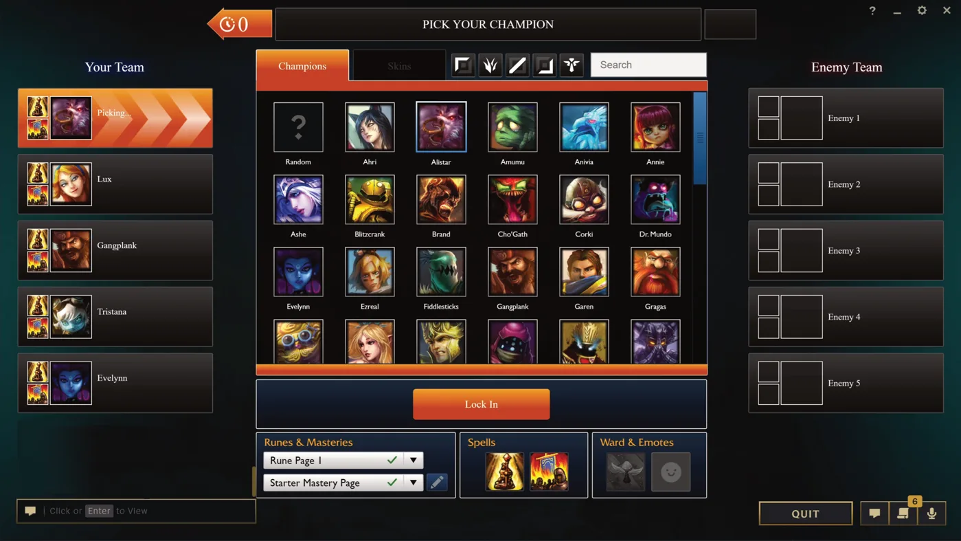 League of Legends champion select screen from IGN